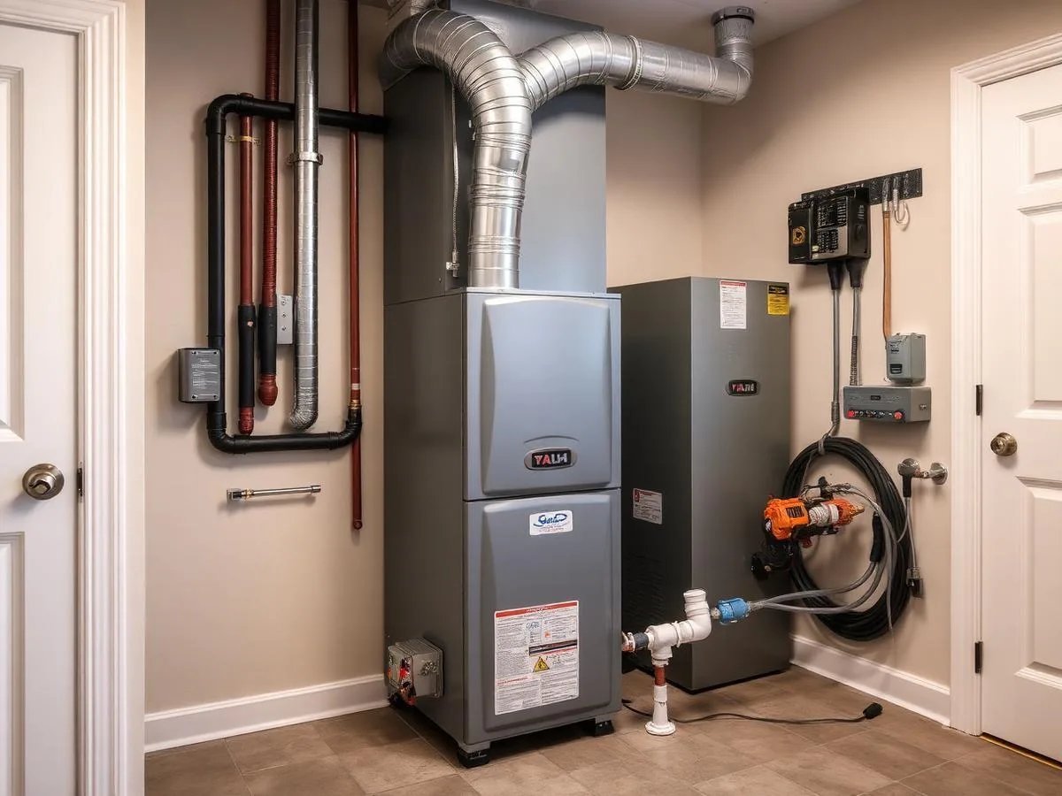 Clean furnace and ductwork installation in a Twin Cities mechanical room